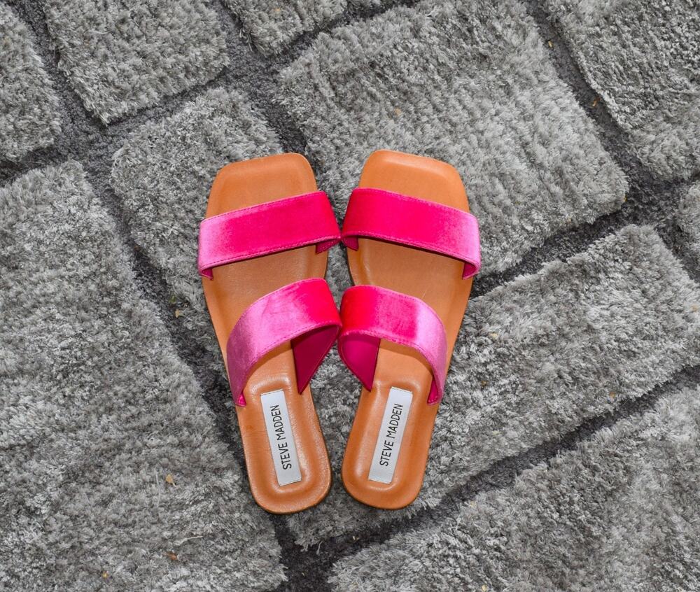 Steve Madden Women's Leather Sock Pink Velvet Sandals Size 9